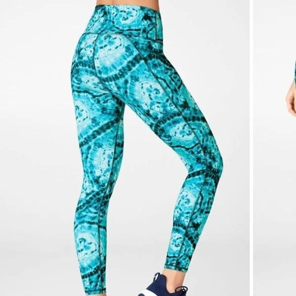 Fabletics Blue Tie-Dye High Waisted Leggings - Size S